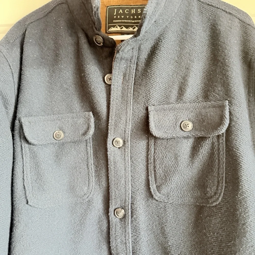 JACHS New York Men's M Navy Blue Wool Blend Sherpa Lined Shirt Jacket Shacket
